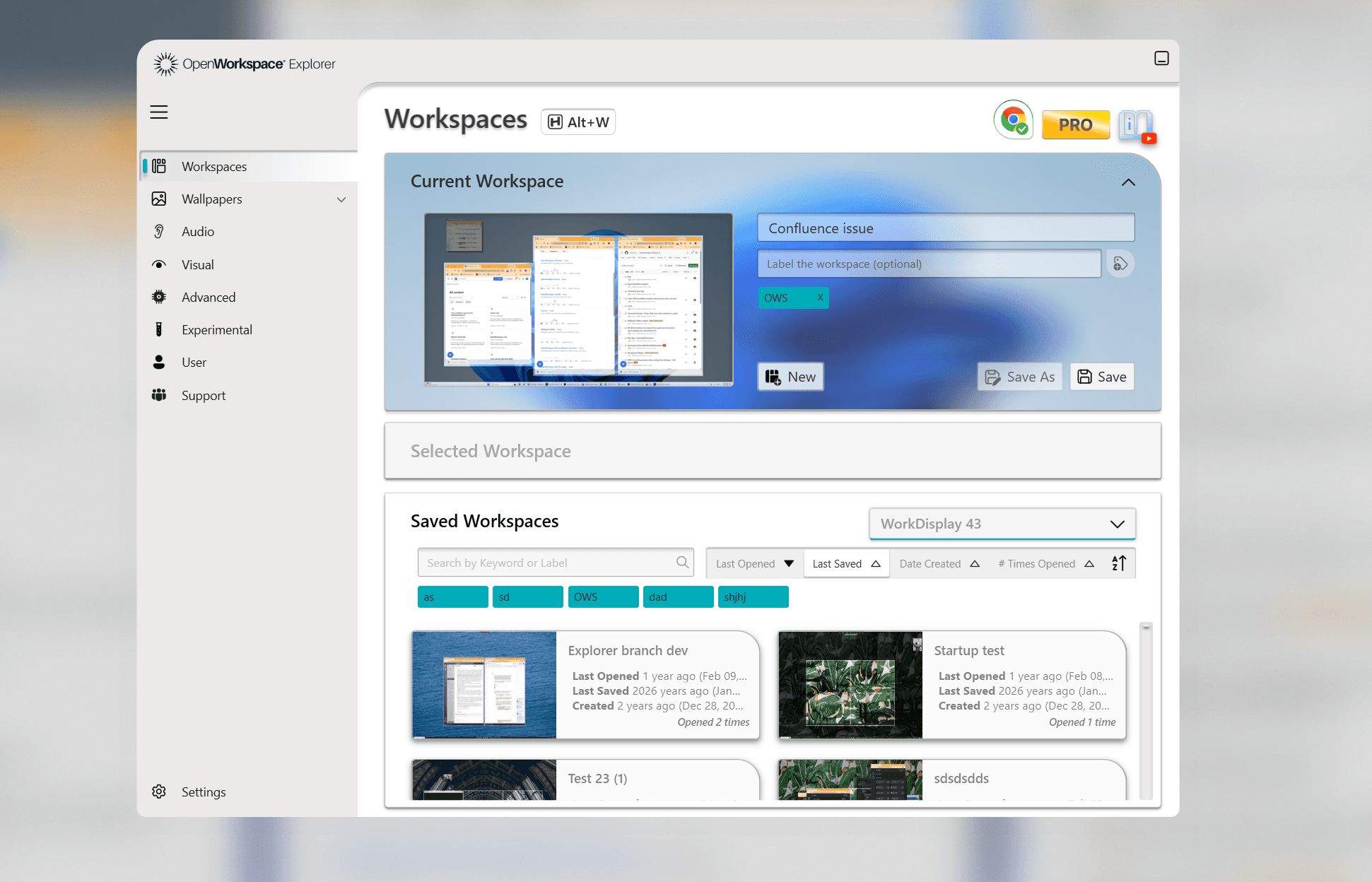 Complete Workspace Recall