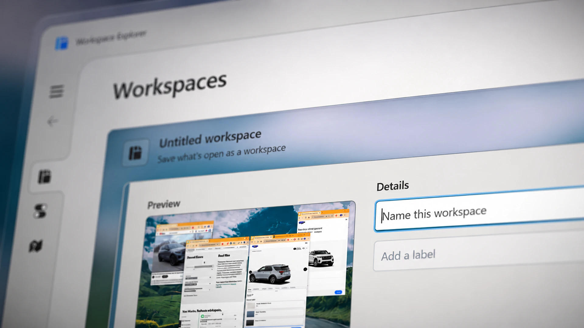 Workspace editor focused on the workspace name field