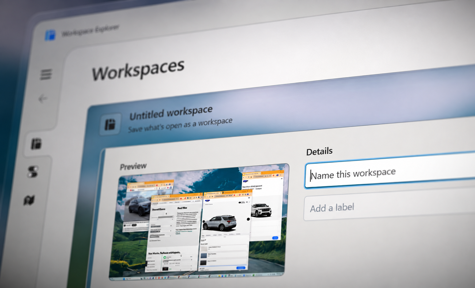 Workspace editor focused on the workspace name field